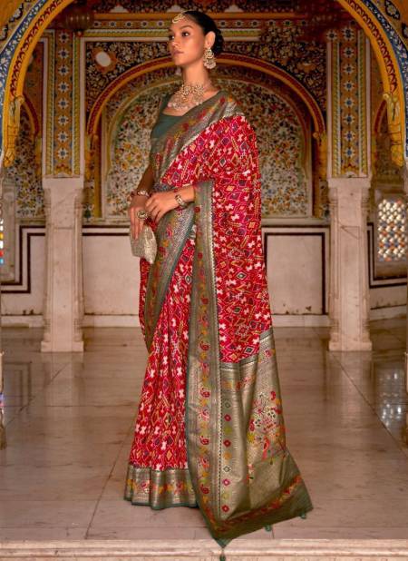 Red Colour Patola Paithani Rewaa New Latest Designer Festive Wear Saree Collection 496 D